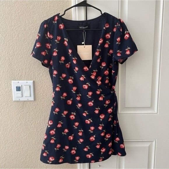 Kittenish Floral Wrap Mini Dress - Picture 2 of 5